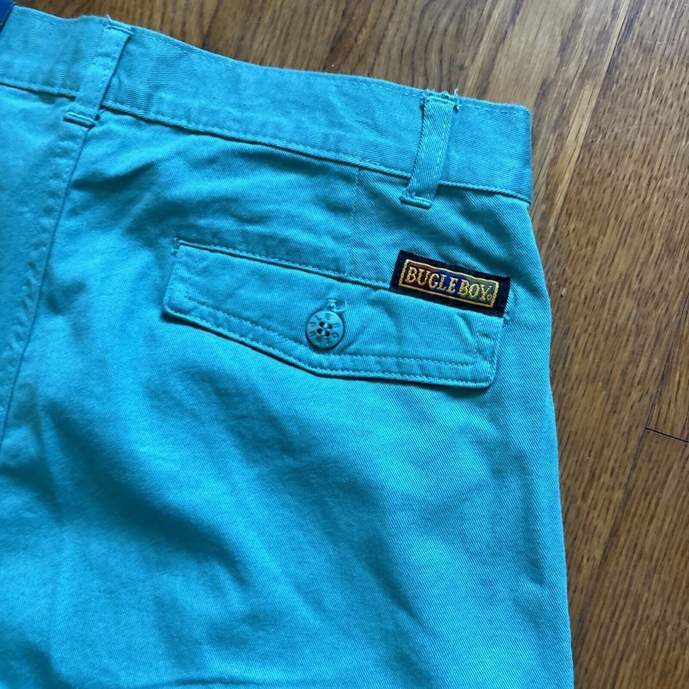 NWT Bugle Boy Pleated Chino Shorts Teal Mens 32 8" Golf Preppy 90s Dad NOS VTG - Picture 4 of 6